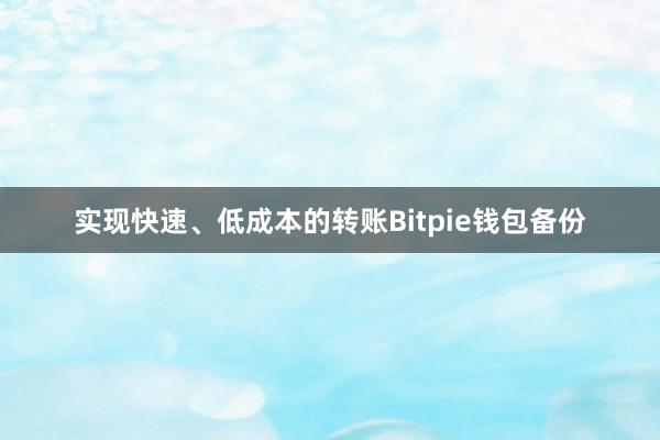 实现快速、低成本的转账Bitpie钱包备份