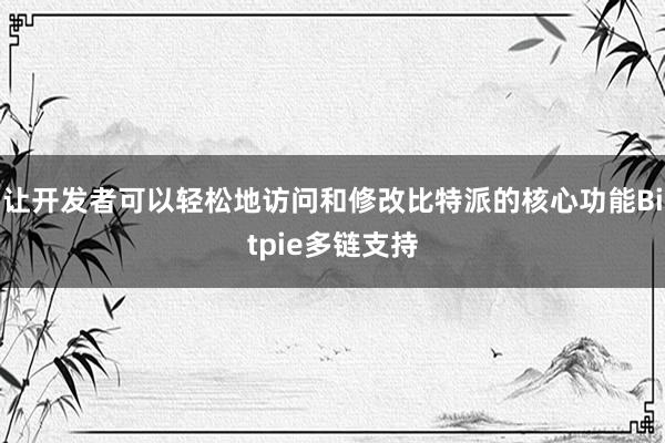 让开发者可以轻松地访问和修改比特派的核心功能Bitpie多链支持